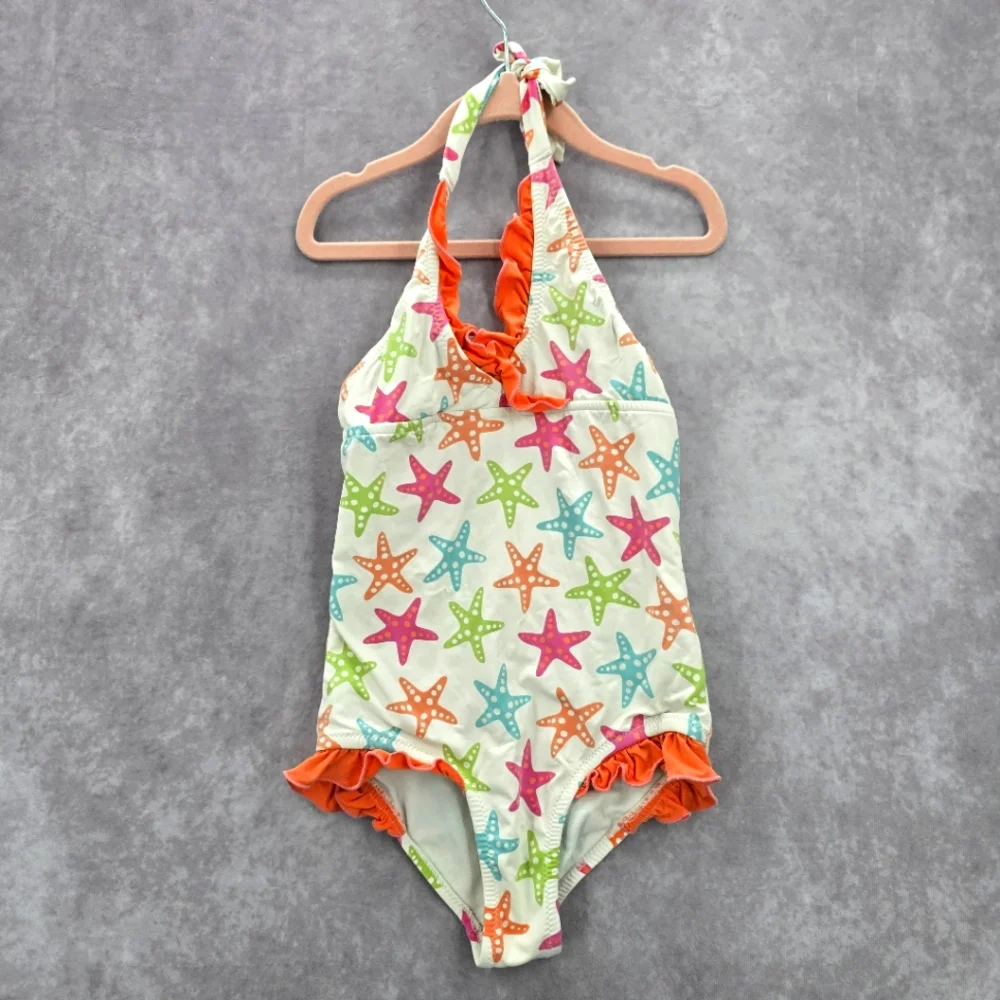 Garnet‎ Hill Starfish Print Halter Girls Toddler Kids Swimwear Small 6